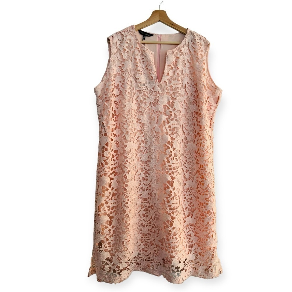 MING WANG Floral Lace Sheath Dress Pink Size XL NEW - Picture 2 of 6